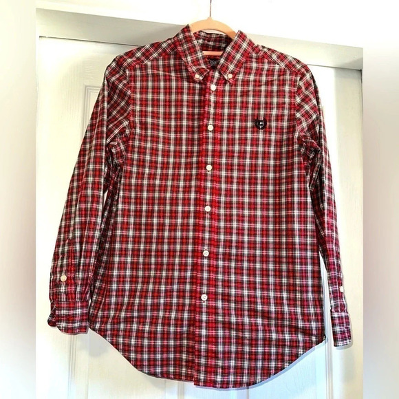 Chaps Red, Green & White Long Sleeve Button up (Boys) - Picture 1 of 8
